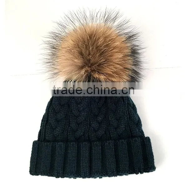 Myfur Classical Cable Knitting Hat and Cap Wholesale Men Beanie Hat Navy Color photo-2