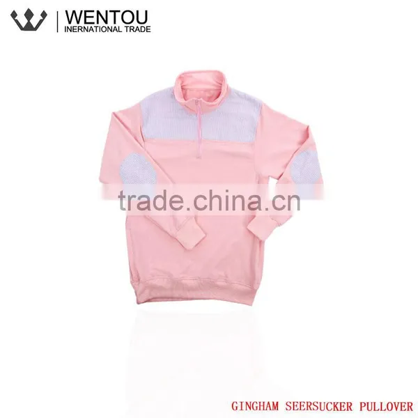 Fashionabel Preppy Look Monogram Seersucker Soft Pullover photo-2