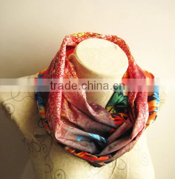 Floral Pattern Scarf , Orange Flower Scarf , Floral Colorful Scarf , photo-4