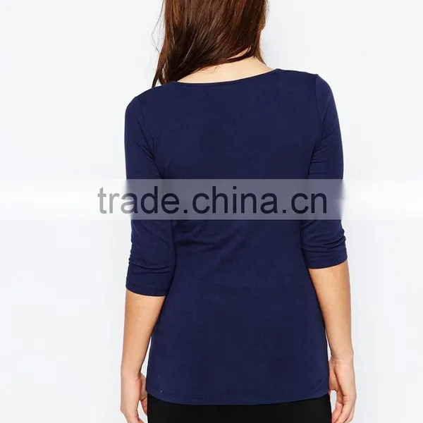 Comfortable Fashion Short Sleeve Knitted Fabric Maternity Clothes photo-3