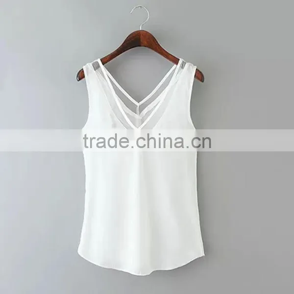 Cotton Crop Top Tank Top2014 New Arrive Women Different Size for Choice & Short Front Long Back Printed photo-4
