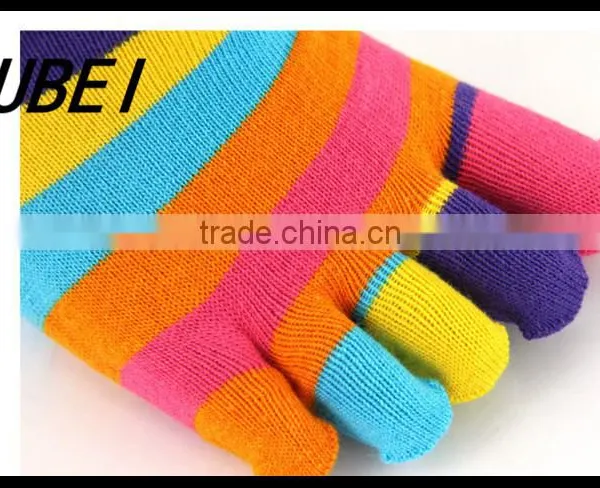 Creative Cute Cartoon Toe Socks Women Socks Cotton Candy Color Rainbow Stripe Socks photo-3