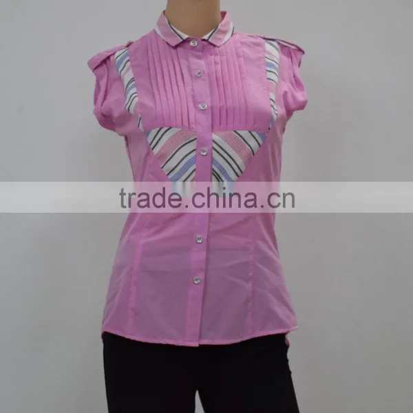 Women's Top Quality Summer Fashion Sleeveless Women Pink Blouses for Sale