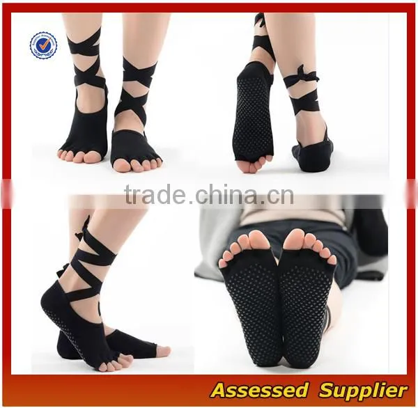 FXS147/ Custom Women Toeless Gym Pilates Yoga Toe Socks photo-3