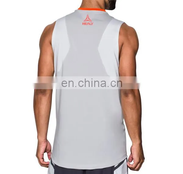 OEM Quick Dry Polyester Custom Embroidery or Sublimation Logo White Basketball Gym Tank Top Men photo-5