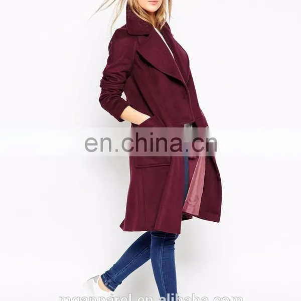 China Wholesale Oversized Fit With Panelled Collar Women Wool Winter Coat photo-5