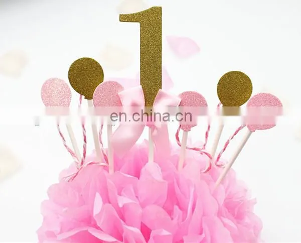 Unique Design Balloon Shape Baby 1 With Bow Birthday Cake Toppers photo-5