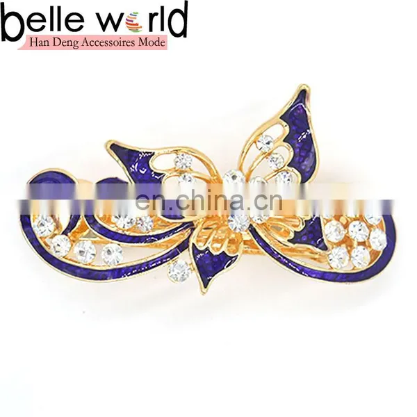 New Designs Butterfly Rhinestone French Hair Barrette Clips photo-3