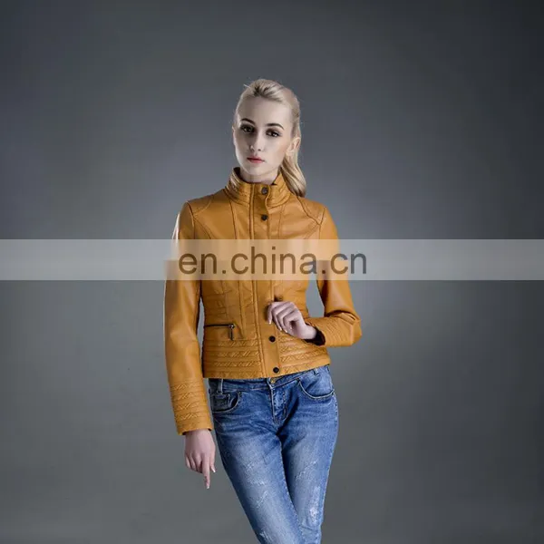 2016 Slim Cool Women Fashion PU Winter Leather Jacket