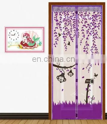 Anti Mosquito Magnetic Automatic Closing Door Screen With Bird Style Print Polyester photo-5