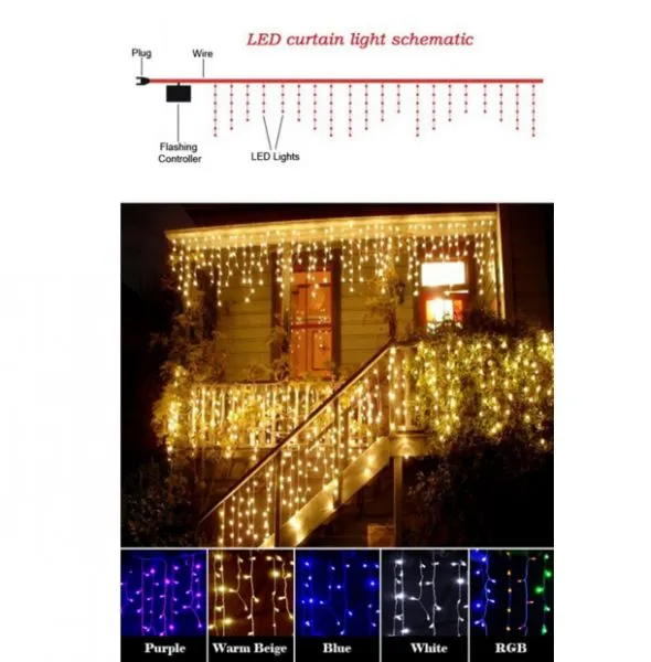 110 / 220V 3.5M LED Curtain String Light 0.3-0.5m Fairy Light for New Year Holiday Wedding Party Home Christmas Light photo-3