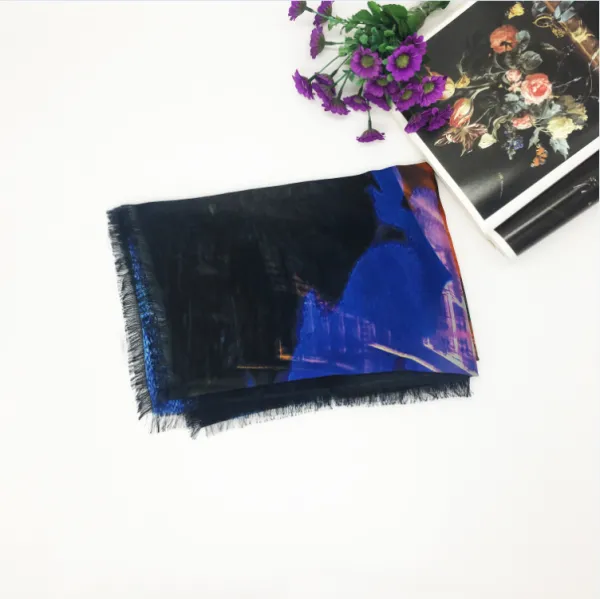 High Quality Fashionable Design Custom Logo Digital Print Silk Scarf photo-2