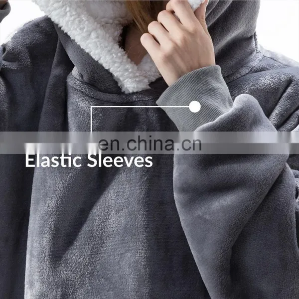 High Quality Convenient Polyester Material Lightweight Wearable Sherpa Blanket With Large Pocket photo-7