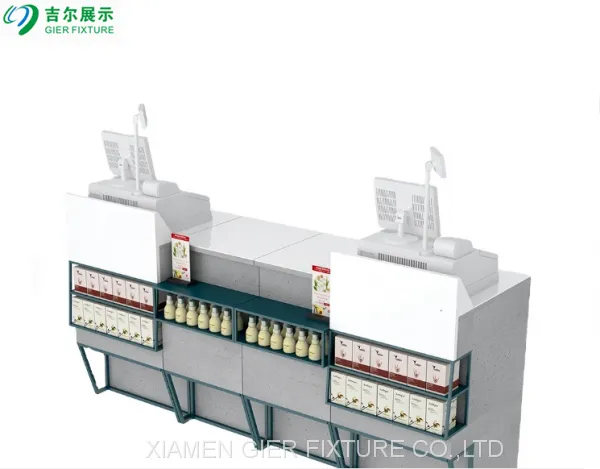 Custom High Quality Retail Convenience Store Cash Table Furniture Free Design Counter Checkouts photo-3