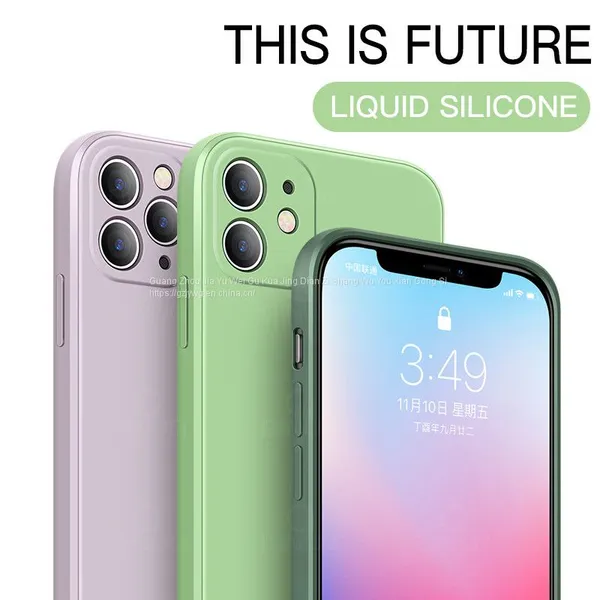 Официальный квадратный чехол из жидкого силикона для iPhone 11 12 Pro Max