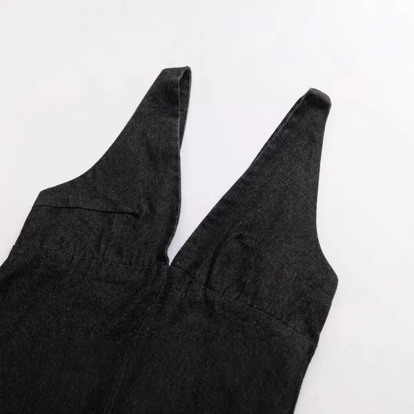 European and American Style Women's Clothing New Fashion Denim Wide Shoulder Lead Mini Dress for Women photo-3