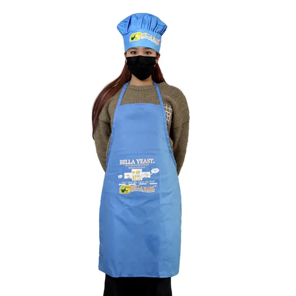 Canvas Apron Chef Hat Set Food Print Adjustable Neck Strap Kitchen Cooking Baking Wear photo-2