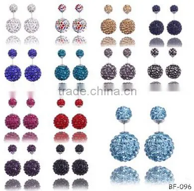 New Design Fashion Style Beautiful Stud Earrings For Lady Double Crystal Stud Earring