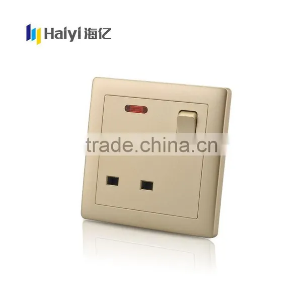 Champaign Gold Color 1 Gang 15A Wall Socket Switch Supplier's Choice photo-5