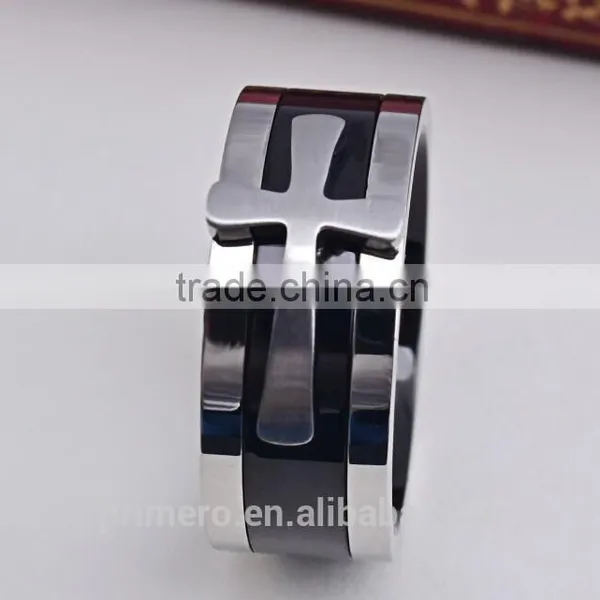 New Black Color Detachable Cross Titanium Stainless Steel Male Ring For Men Fine Jewelry photo-6