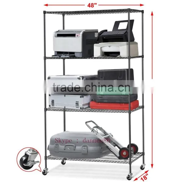 Heavy Duty Chrome Mobile Wire 4-Shelf Shelving (48"W x 18"D x 74"H) photo-4