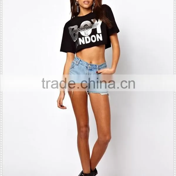2015 Custom Printing T-shirt ,100% Cotton O Neck Crop t Shirts , Printed t Shirt Women T-shirt Wholesale China t Shirt Printing photo-2