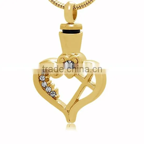 Hollow Heart Stainless Steel Urn Clear Crystal Graceful Jewelry Women's Silver Cremation Keepsake Pendant photo-2