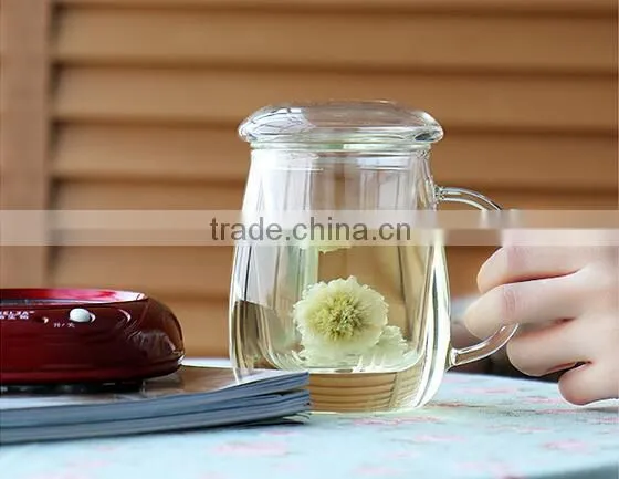 Wholesale Glass Tea Cup With Strainer With Lid High Borosilicate Glassware Cups