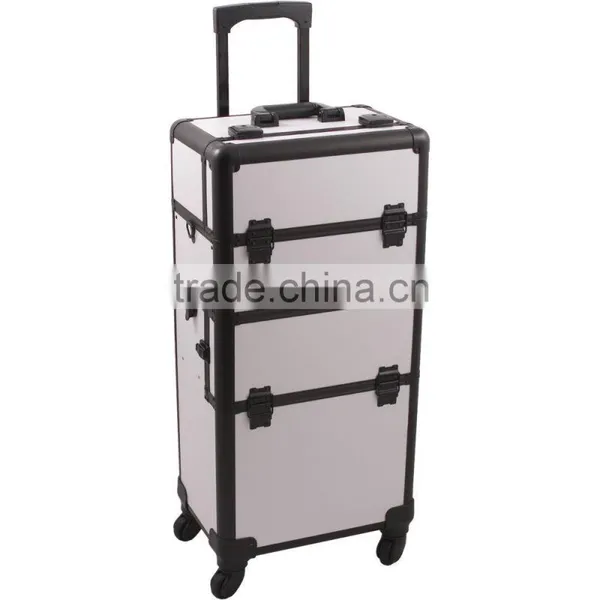 4-Wheel 2-in-1 Rolling Makeup Case With Easy-Slide and Extendable Trays, Includes Removable Tray and Extra Lid, 31-Inch, Smooth photo-2