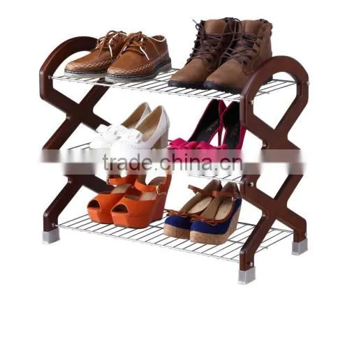 3 Layer Stainless Steel/wooden Shoe Rack /shoe Storage photo-5