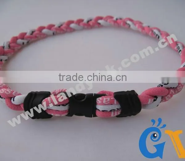 Cheap Tri Braided Weave Titanium Sports Men Silicone Rubber Necklace photo-2