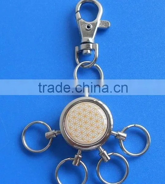 Zinc Alloy Silver and Gold Keychain Flower of Life Ring photo-6