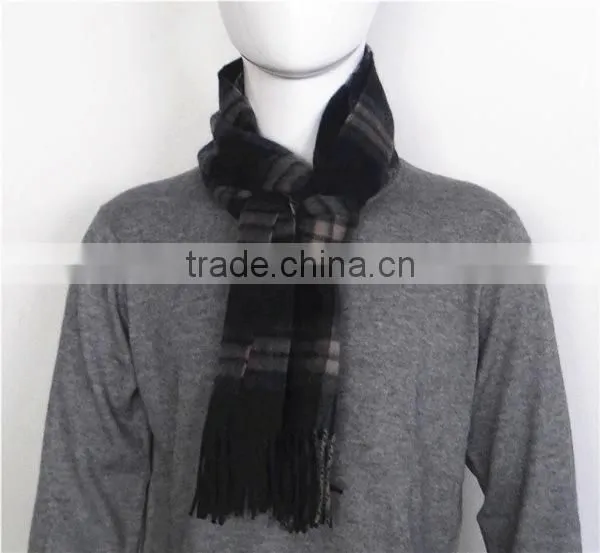 Dark Green Checked Wool Scarf photo-3