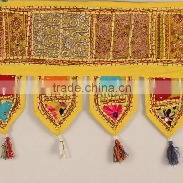 Indian Door Hanging, Handmade Window Valance, Vintage Home Decor Embroidery Toran, Bohemian Door Hanging photo-3