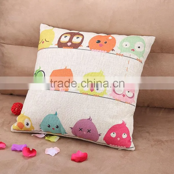 2015 Cotton and Linen Cartoon Cute Bird Sofa Cushion Cover American Country Creative Pillowcase photo-5