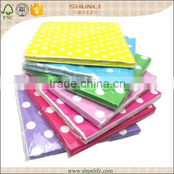 Disposable Blue Square Dot Party Paper Napkin With OEM photo-6