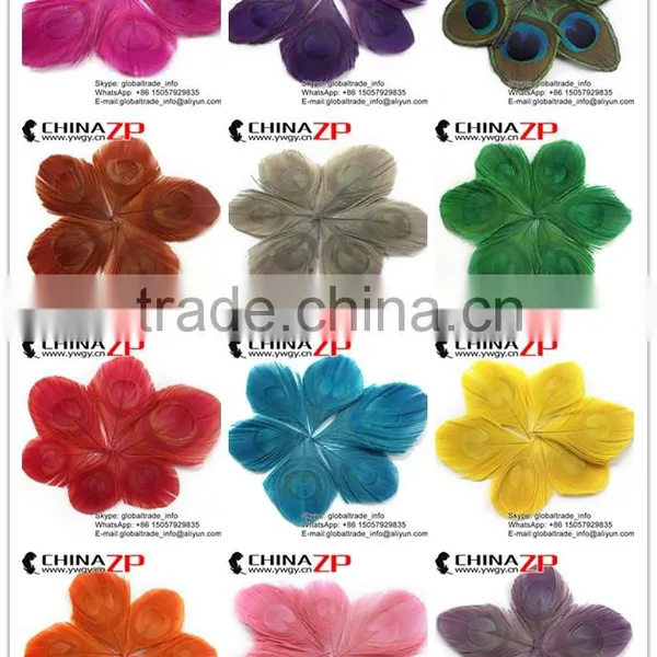 Leading Supplier CHINAZP Wholesale Top Selling Dyed Yellow Trimmed Peacock Feathers Eyes for Earrings photo-6