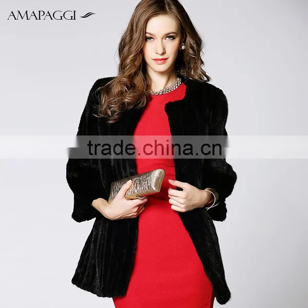 Wholesale Black Mink Fur Coat