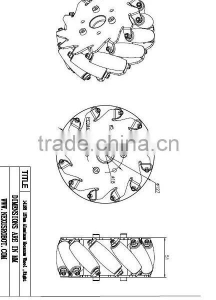 A Set of 127mm Aluminum Mecanum Wheels Set Basic ( 2 Left, 2 Right) 14198 photo-4