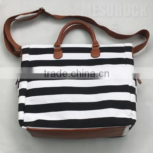 Black & White Stripe Cushioned Canvas Diaper Bag Mummy Bag Baby Diaper Bag photo-4