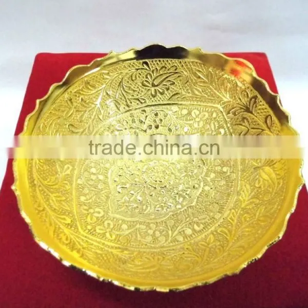 Beautiful Gift Item, Return Gift, Home and Garden Decoration Brass Gold Plated Bowl photo-3
