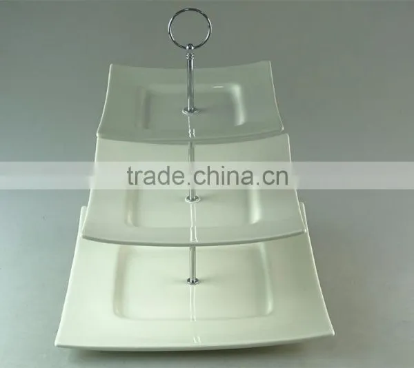 3-tier Ceramic Rectangular Stand Holder Snack Plate for Party in Stocklots photo-2