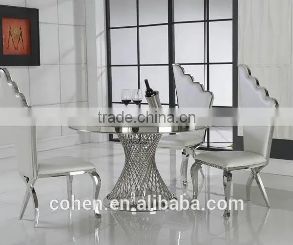 2016 Hot Sale Stylish Design Marble Top Dining Table and Chairs/stainless Steel Furniture Dining Table Set for Restaurant photo-3