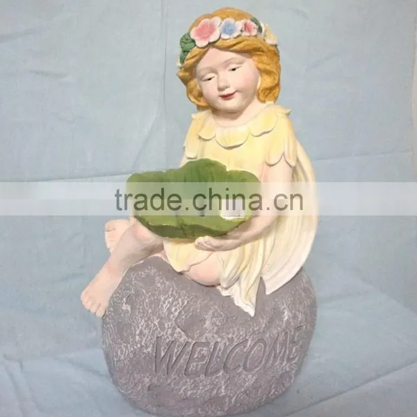 Fiberglass Garden Girl Welcome Statue Ornament photo-5
