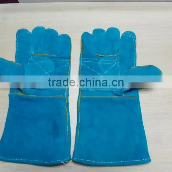 Green Cow Split Reinforced Gloves With Full Lining Two Pieces Back photo-2