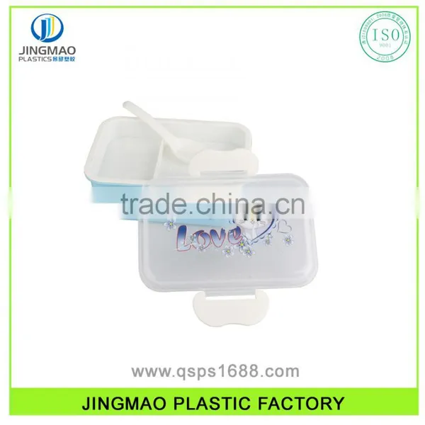 Customized LOGO Retangular Double Layer Plastic Lunch Box With Spoon photo-2