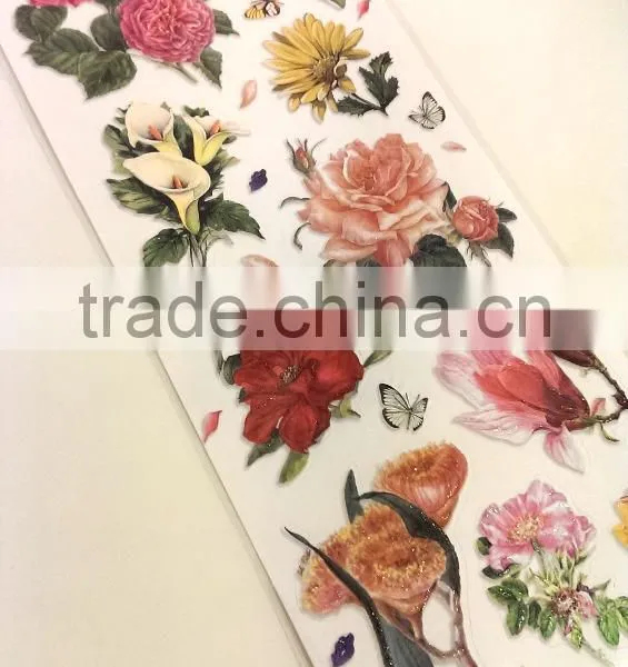 Colorful Floral Design Sticker, Classic Decorative Shinny Glitter Sticker photo-3