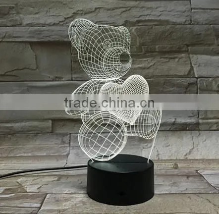 New Valentine's Day LED 3D Night Light 7-Color Table Lamp Xmas Gift photo-2