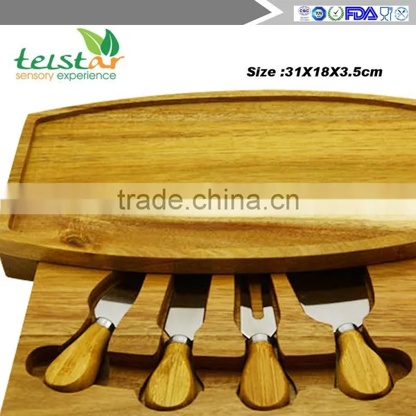 2016 Bamboo Cheese Board and Tools Set With Swivel Base photo-6
