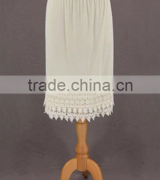 Cotton / Satin Fancy Long Skirts Wholesale Plus Size Plain Lace Slip Extenders photo-2